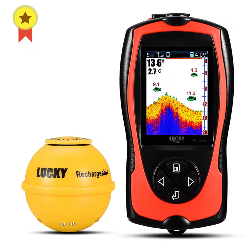 Fish Finder / sonar portátil usado para localizar cardumes durante a navegação
