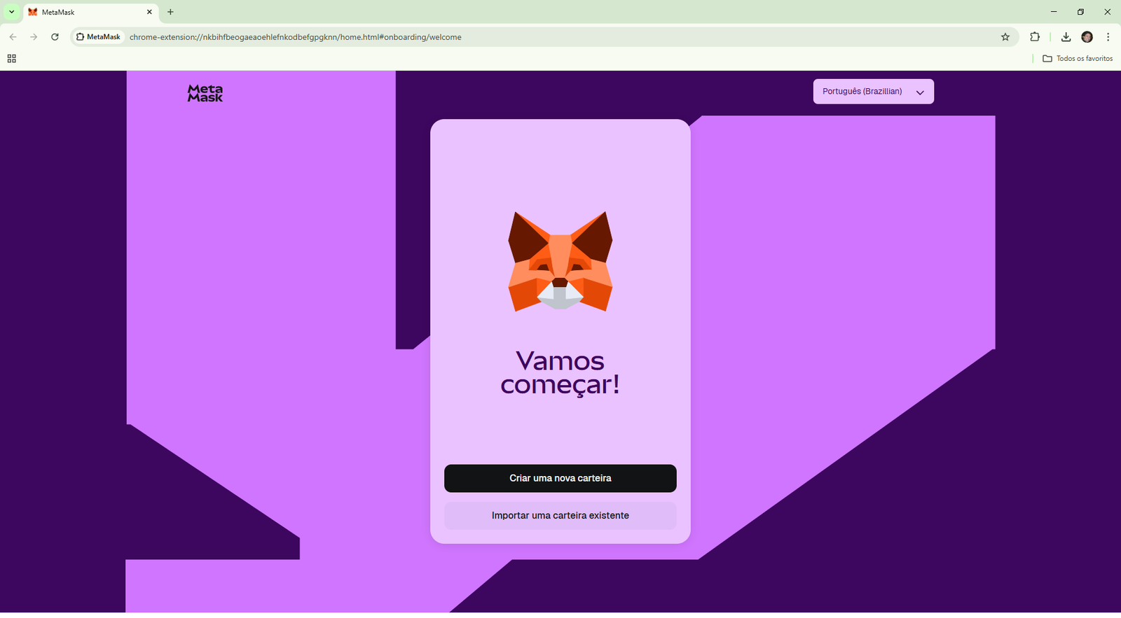 Criar ou importar carteira na MetaMask