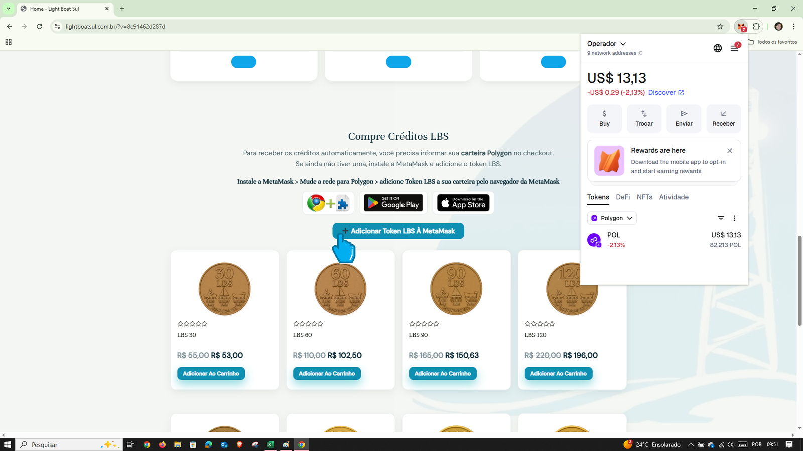 Adicionar token LBS na MetaMask
