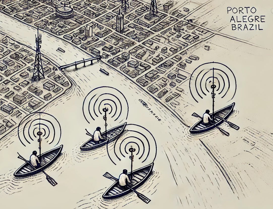 Rádio e sinalização em área inundada